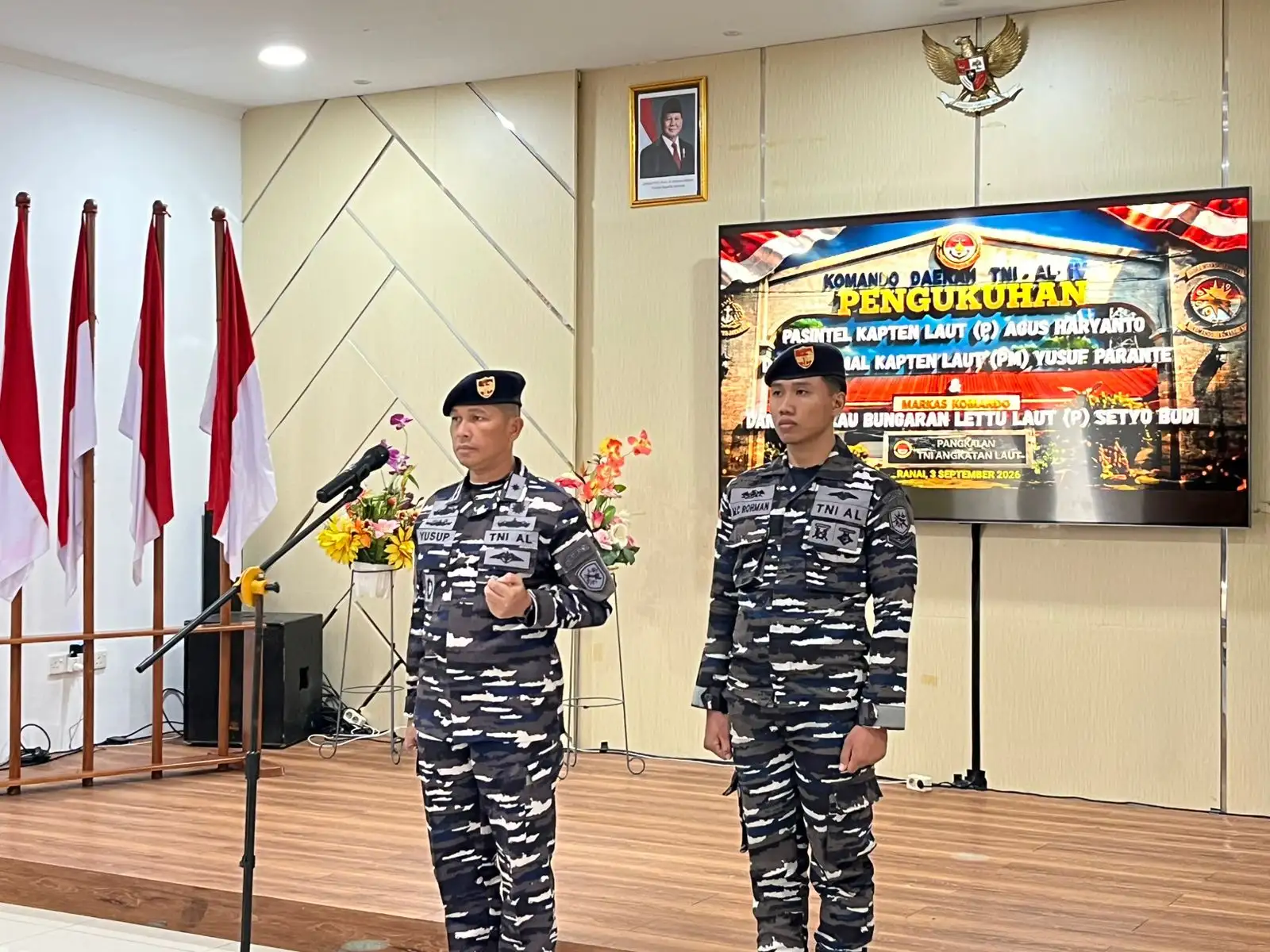 Danlanal Ranai Kukuhkan Jabatan Pasintel, Dandenpomal, dan Komandan KAL Pulau Bungaran