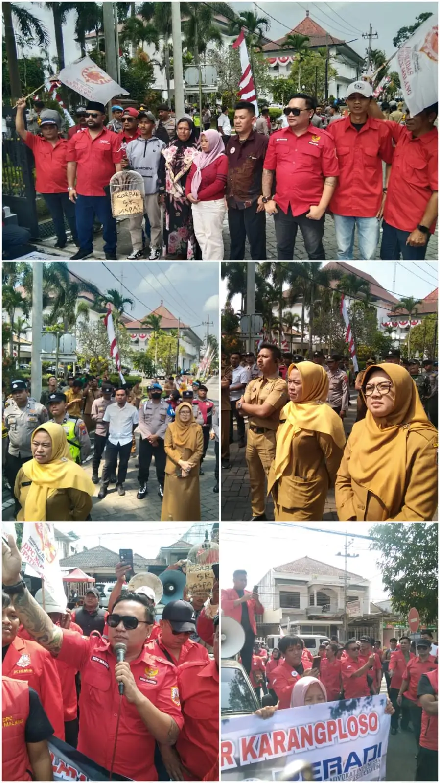Ratusan Massa Madas Kota Dan Kabupaten Malang Gelar Aksi Orasi Kawal Aspirasi Pedagang Pasar Sayur Karangploso