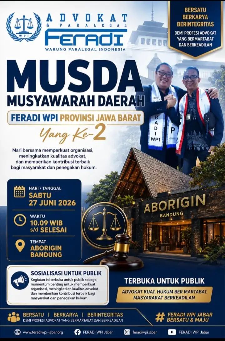 MUSDA ke II, DPD FERADI WPI Jawa Barat di bawah Kepemimpinan H. Adang Bahrowi S, S.H., CH., CHT., C.PFW., C.MDF., C.JKJ. Ketua DPD FERADI WPI Jawa Barat