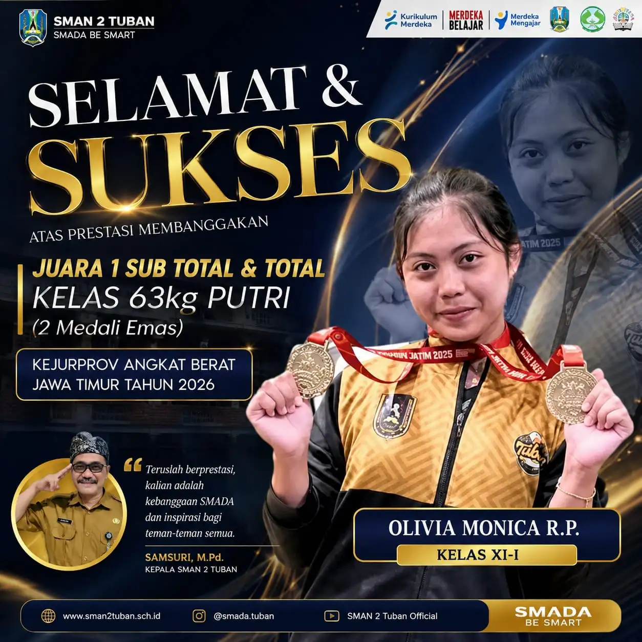 Tiga Siswi SMADA, Enam Medali dari Arena Angkat Berat Jawa Timur